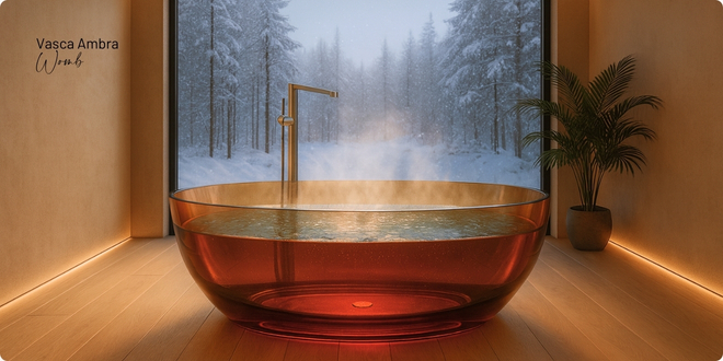 Vasca Free Standing Womb in Resina Trasparente ClearLens Ambra Lullaby